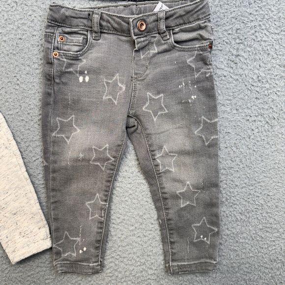 GAP Sweater Baby Girl 18 Months Gray Stars Jeans Easter Chick Outfit Bundle Zara - Picture 3 of 11